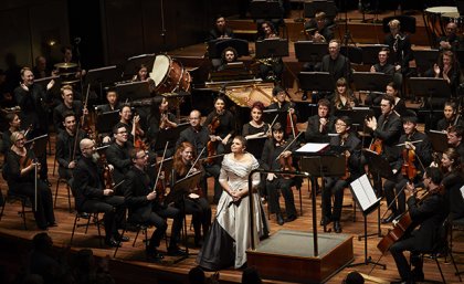 Orchestra on stage for previous performance of Eumeralla